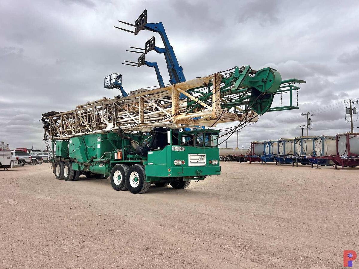 Used FRANKS 1287/160 BACK IN WELL SERVICE RIG MTD ON 4-AXLE CARRIER