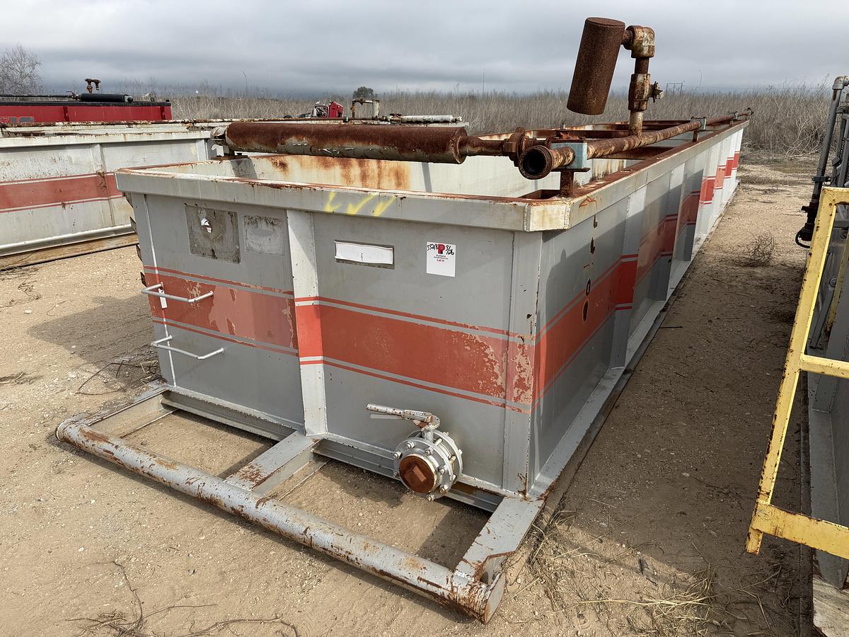 Used 40’ X 87” X 4’ OPEN TOP MUD TANK W/ IRON RACK