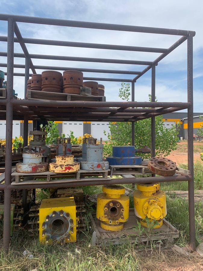 Used (6) Shelves of DSA’s, Weco Flanges, Fluid Crosses and Adapter Spools