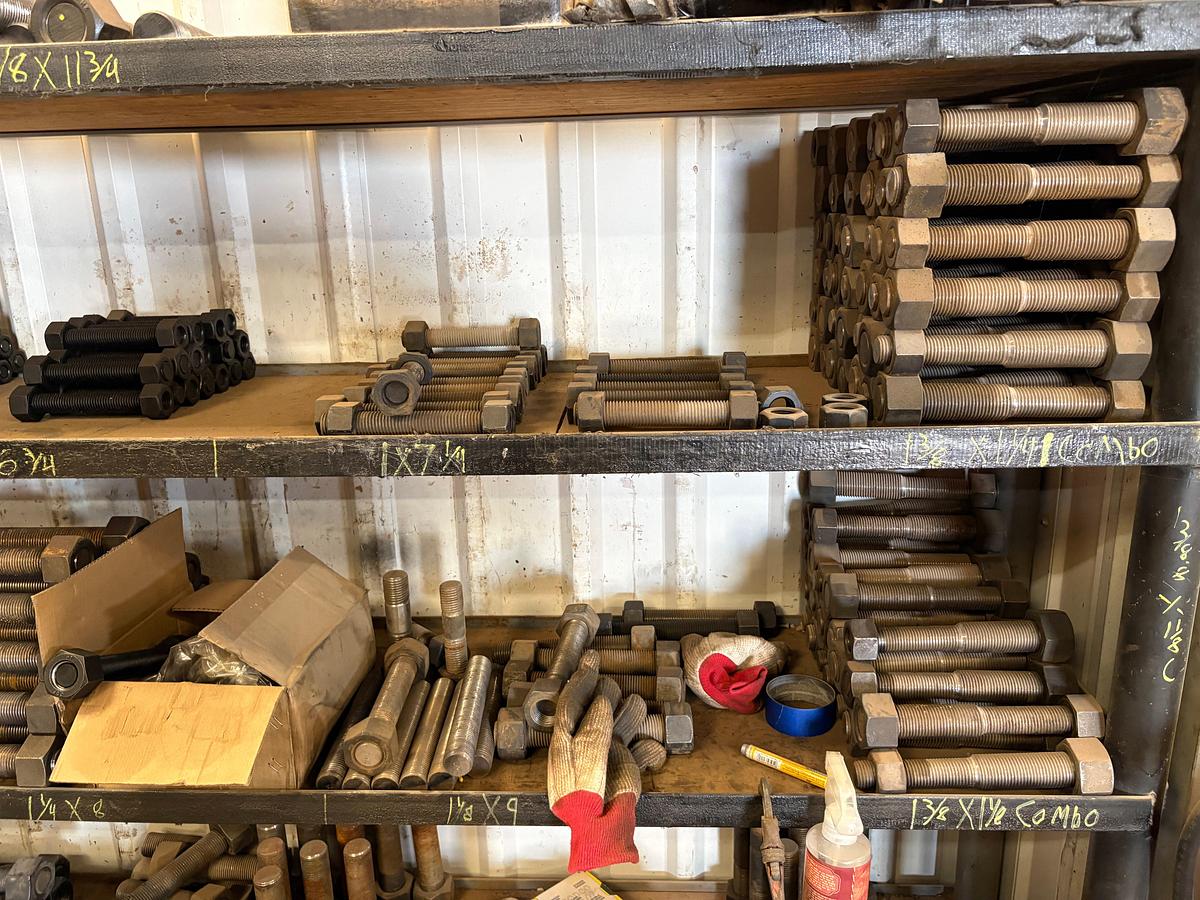 Used Lot of assorted stud bolts & nuts, 3/4” x 5-1/12” to 1-1/2” x 7-1/4” sizes