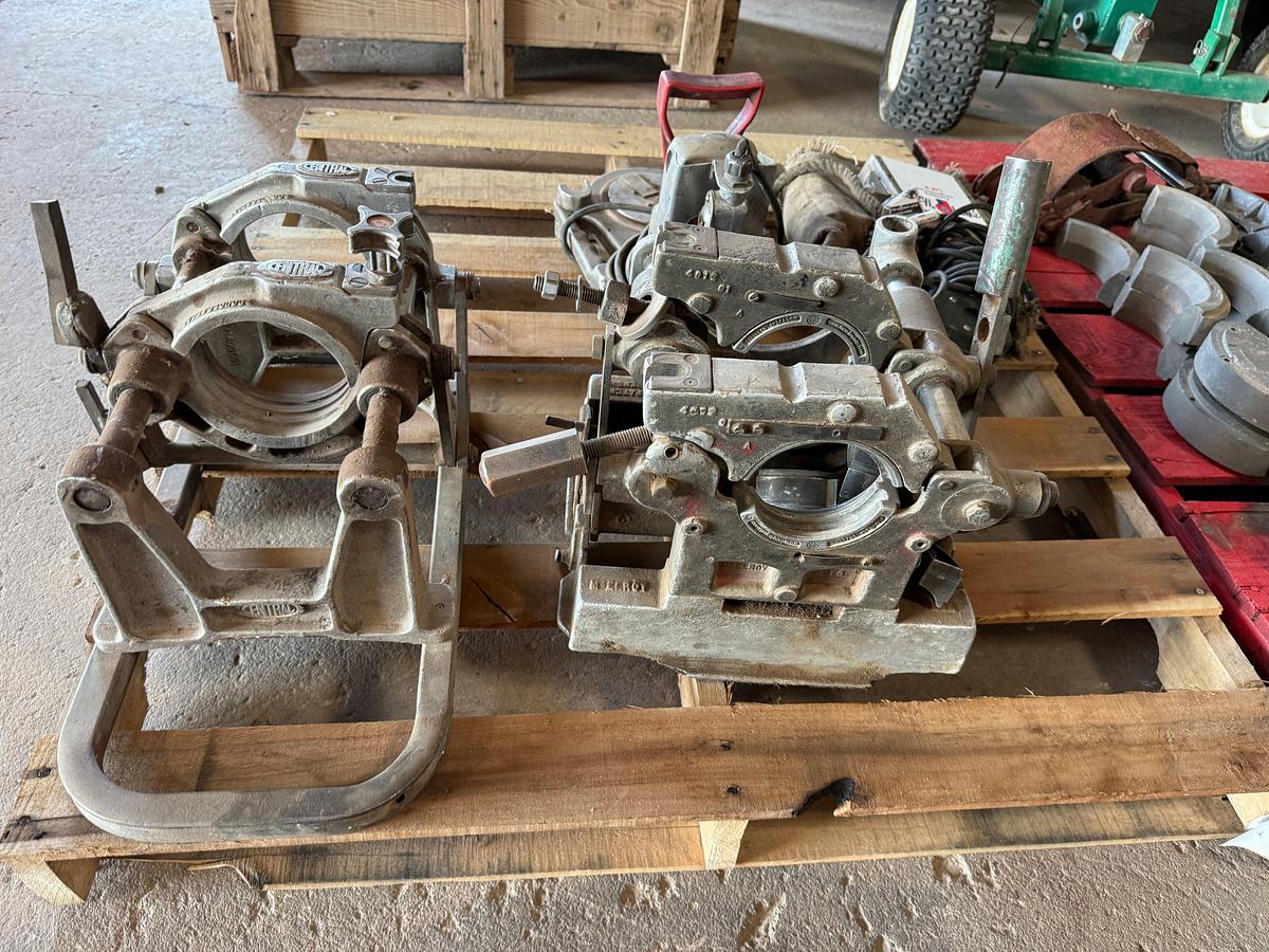 Used (2) PALLETS W/ MCELROY FUSION MACHINE ADAPTERS, COUPLERS, 15” PVC INFLATABLE PIPE PLUG, (2) HEATING ELEMENTS