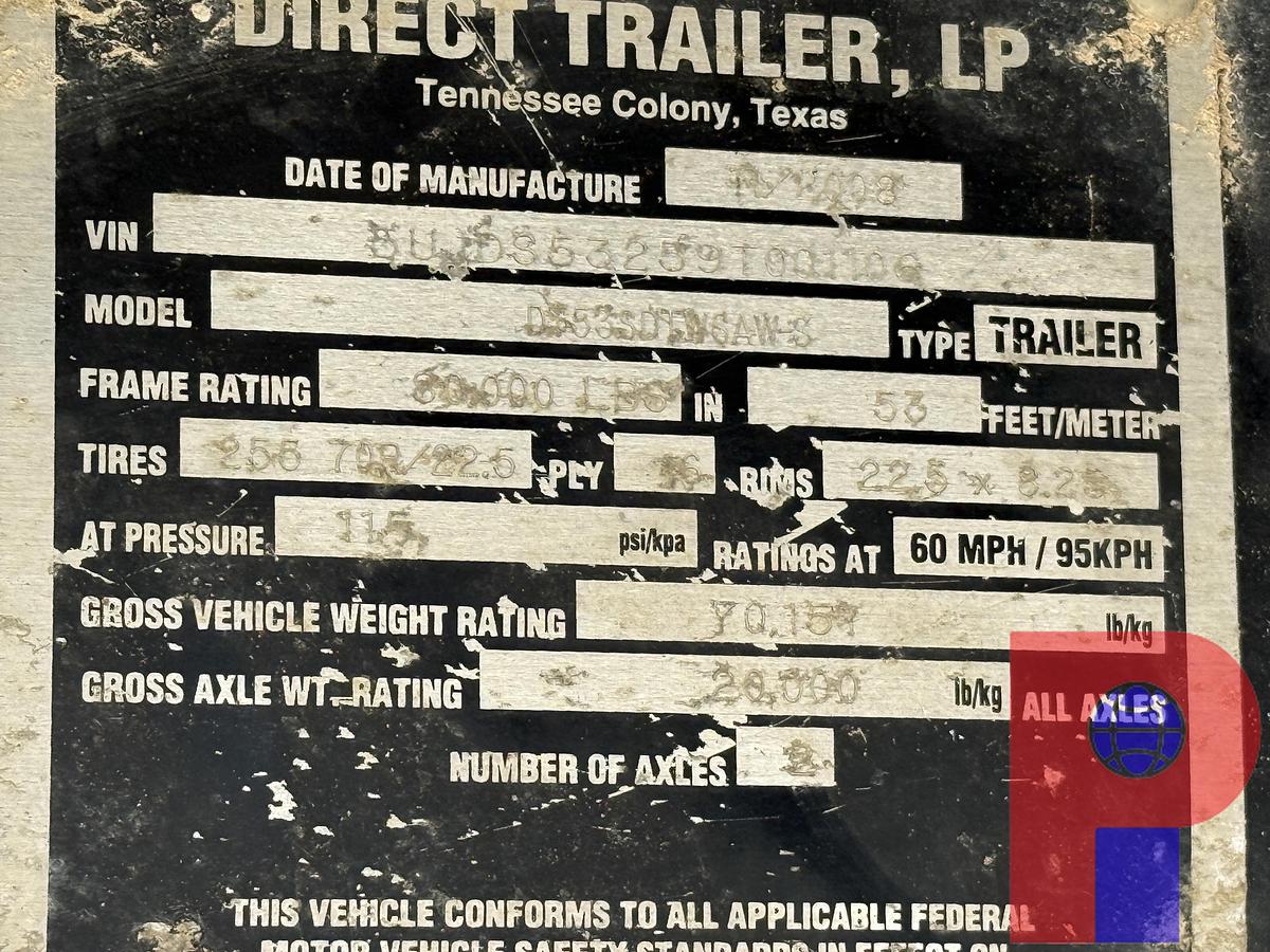 Used 2009 DIRECT TRAILER 53’ X 102” SPREAD T/A DROP / STEP DECK TRAILER