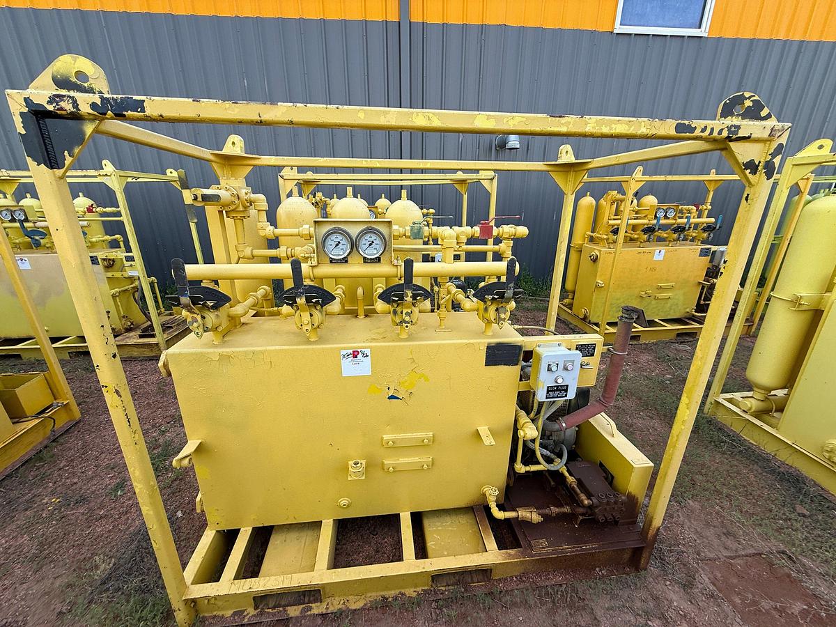 Used MEYER 3K WP DIESEL POWERED 4-STATION ACCUMULATOR CLOSING UNIT, SKIDDED