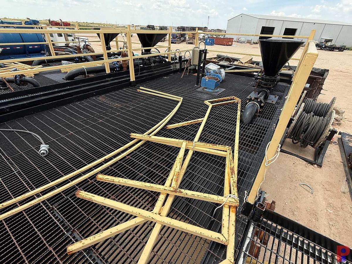 Used 27’L X 10’W X 6.5’H 2-COMPARTMENT 260 BBL. MIXING TANK P/B (4) 75 HP ELECTRIC MOTORS