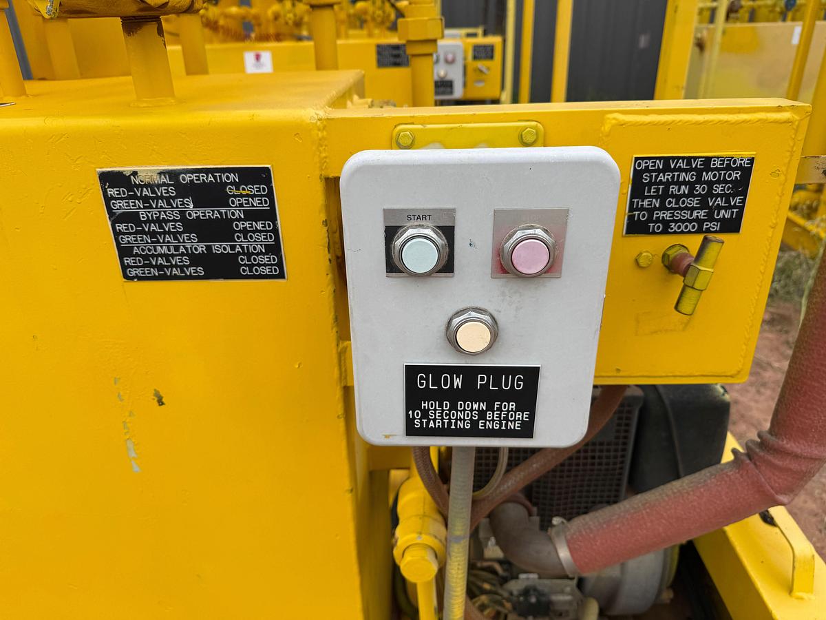Used MEYER 3K WP DIESEL POWERED 4-STATION ACCUMULATOR CLOSING UNIT, SKIDDED