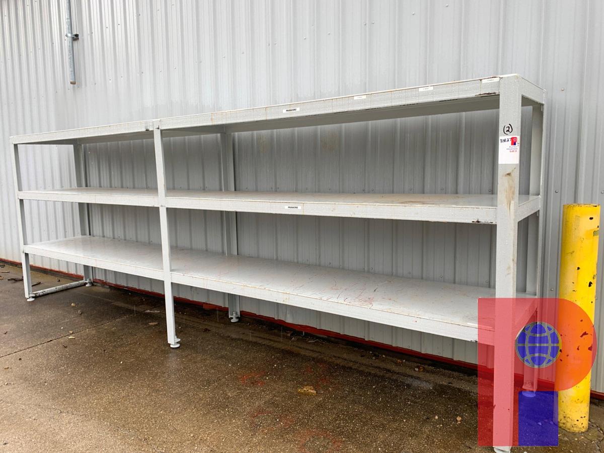 Used 17’ X 30” X 6’ 3 SHELF METAL STORAGE RACKS