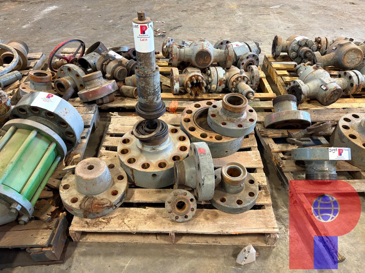 Used (2 PALLETS) ASSORTED 3” & 4” WECO FLANGES & (2) VALVE STEM FLANGES