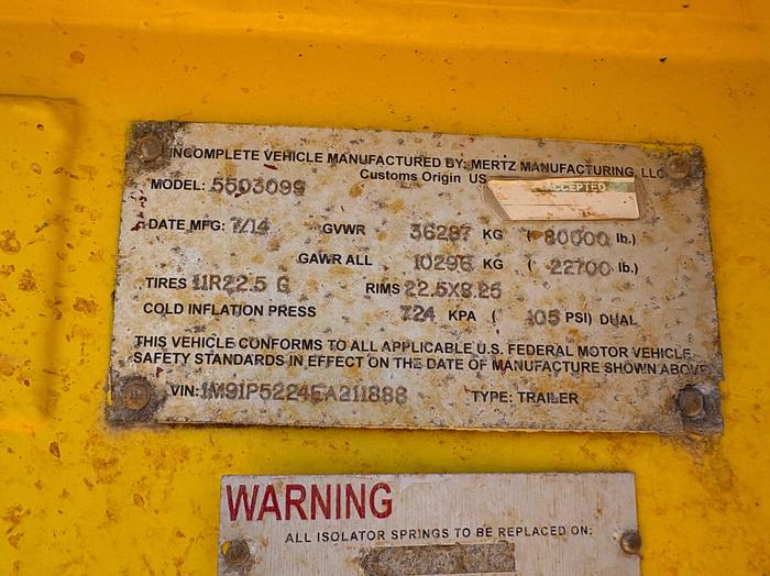 Used 2014 MERTZ 50’ 12-ARM T/A FRAC MANIFOLD TRAILER