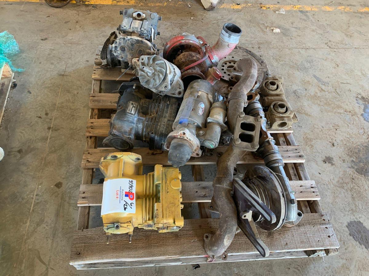 Used (2) Pallets and Parts Cart w/ Detroit and Cat Parts