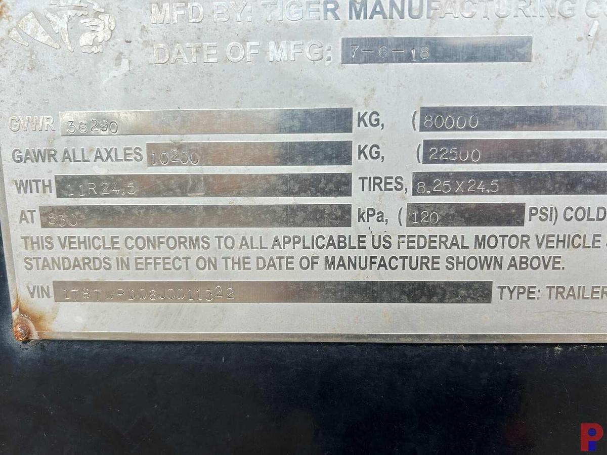 Used 2018 TIGER MANUFACTURING CO. DOUBLE POD PNUEMATIC DRY BULK TRAILER