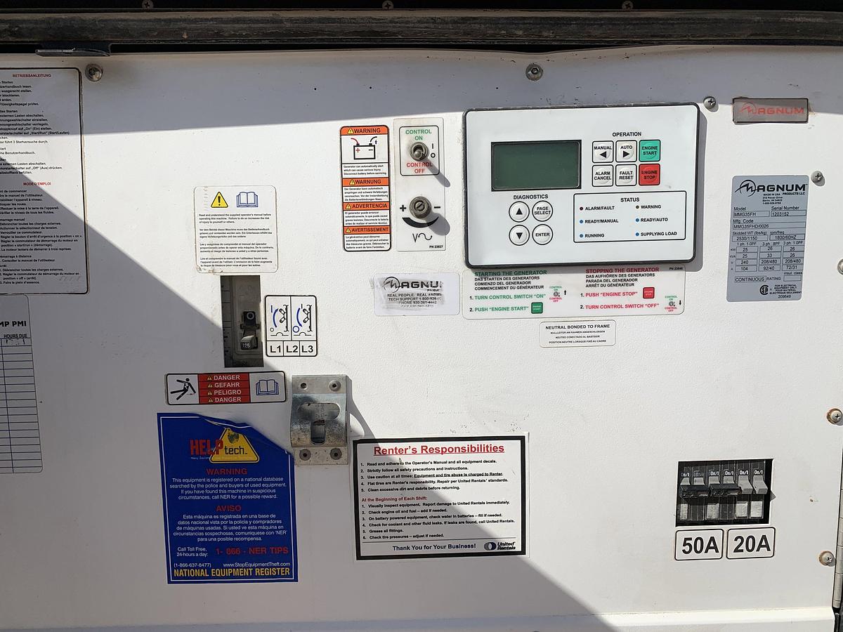 Used 2012 MAGNUM TRAILERS MMG35F S/A BUMPER PULL 25KW GENERATOR