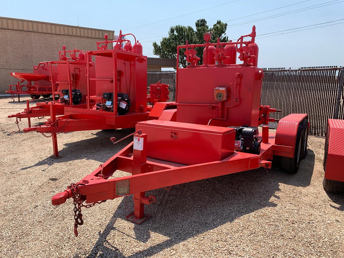 Used 3-station closing unit mtd on SHOPBUILT 14’ x 6’ t/a bumper pull trailer