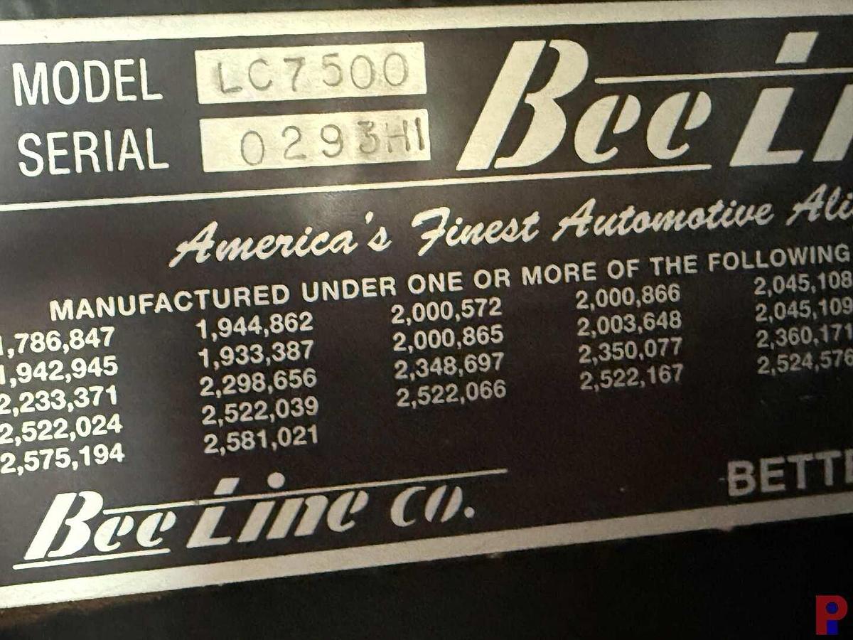 Used BEE LINE 7500 ALIGNMENT MACHINE PKG.