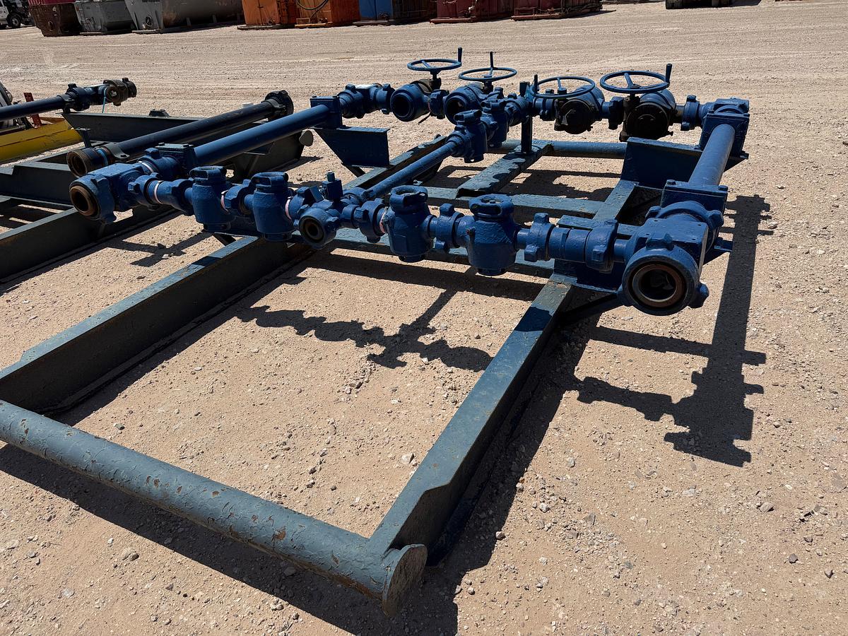Used 3” x 2” FIG 1502 15K WP PLUG VALVE MANIFOLD, SKIDDED