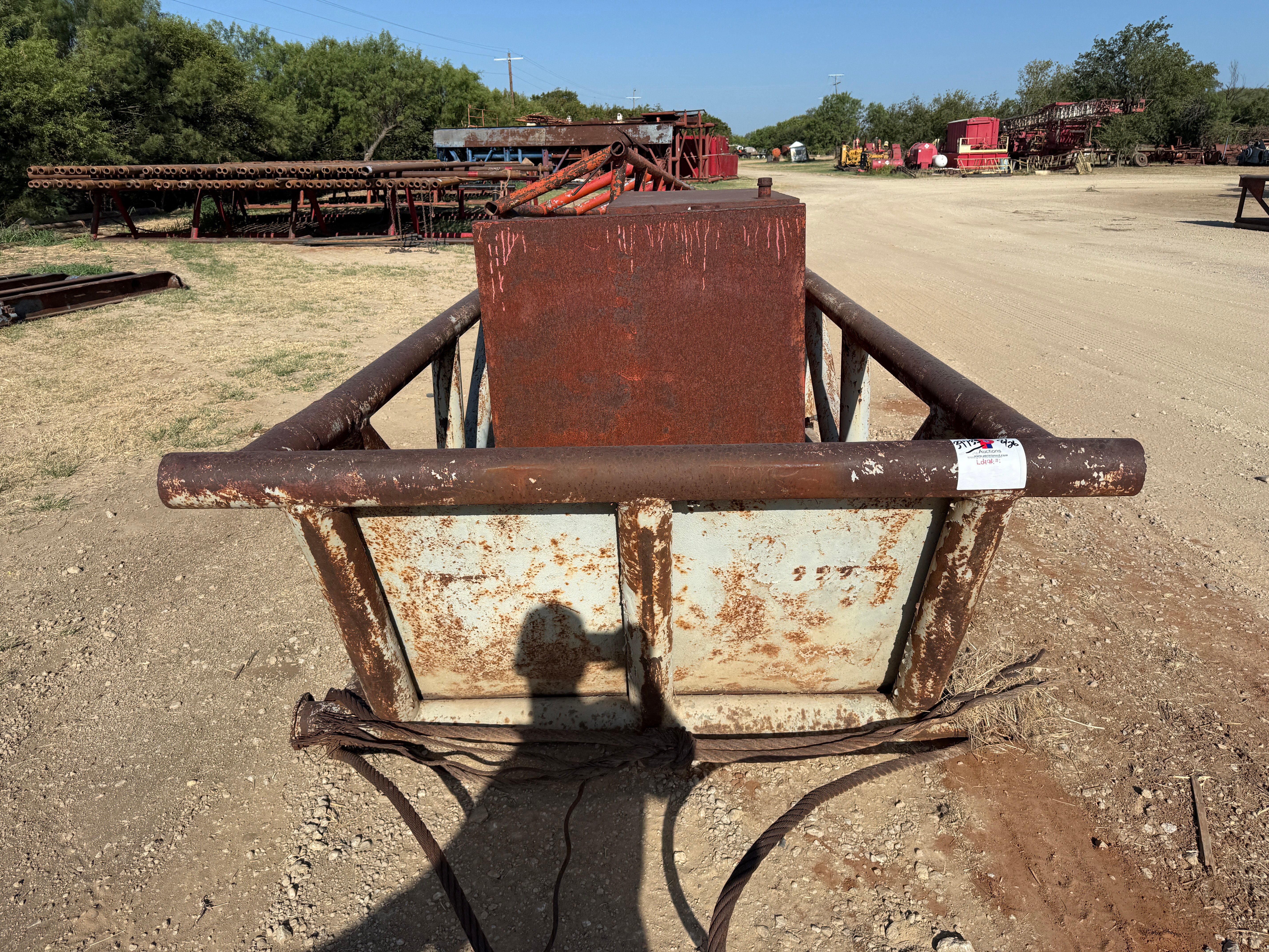 Used 50’ x 5’ x 3’ SKIDDED PIPE TUB W/ CONTENTS