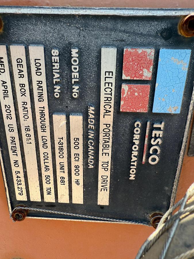 Used TESCO 500-TON ECO AC 900-HP TOP DRIVE ASSEMBLY