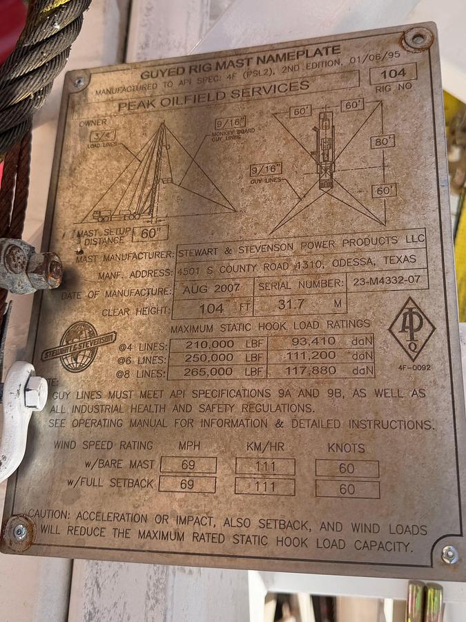 Used FRESHLY REFURBED 2007 CROWN CE600 DD 5 AXLE WELL SERVICE RIG 104'x265K MAST (2026 CAT IV)