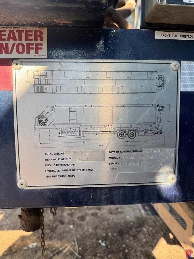 Used 2012 CONVEY ALL SK-3000-AC SAND KING BULK STORAGE TRAILER