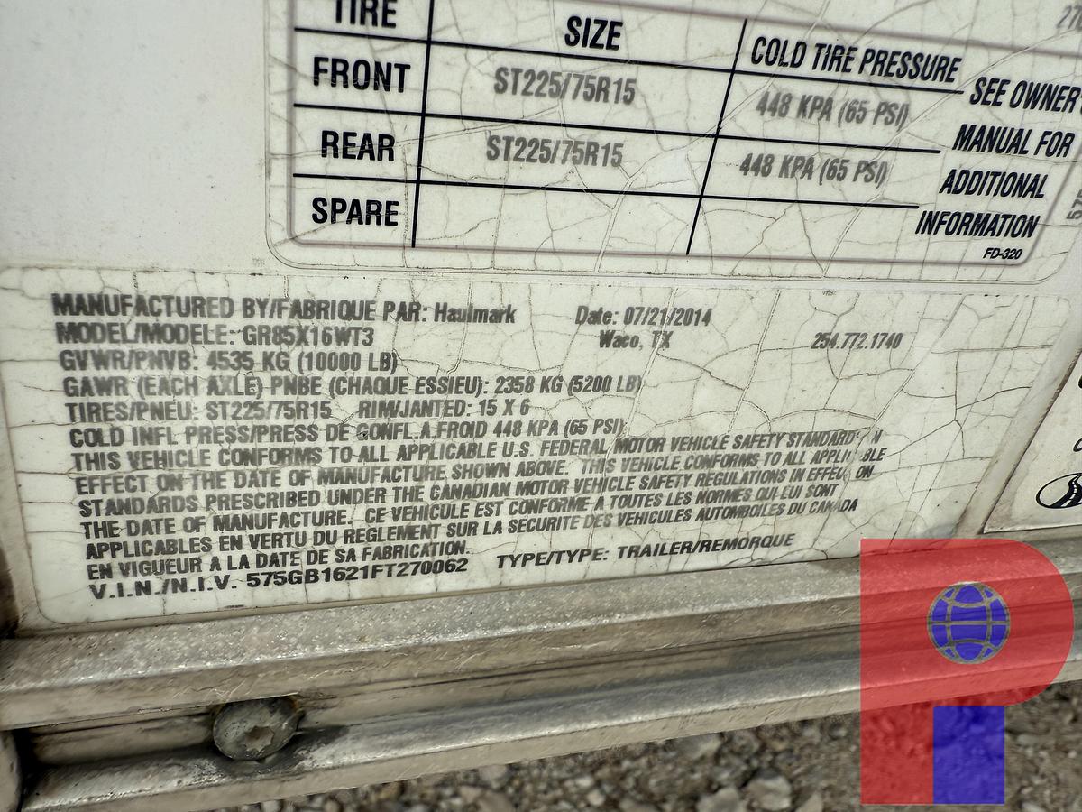 Used 2015 HAULMARK 16’ T/A BUMPER PULL COMMAND CENTER CARGO TRAILER