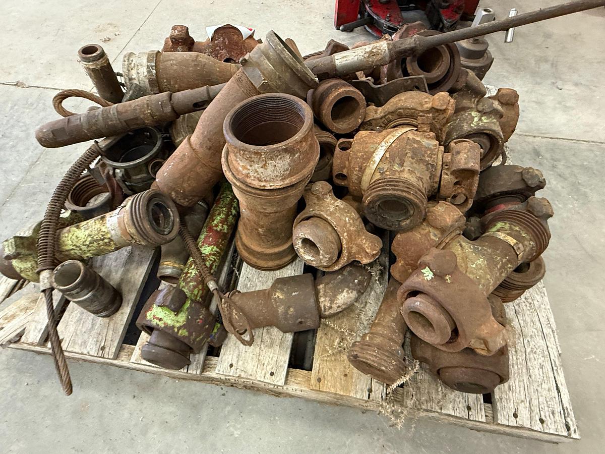Used PALLET OF 2" FLOW IRON PLUG VALVES, TEES, & ADAPTER FITTINGS