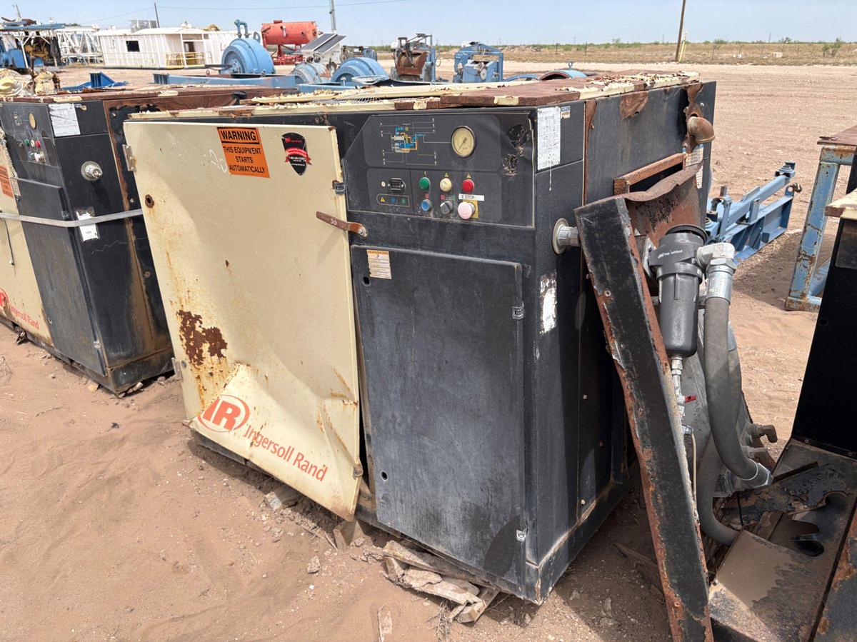 Used (3) inoperable/incomplete ingersoll Rand up6-40-125 corkscrew air compressors & (1) Sullivan palatek air compressor