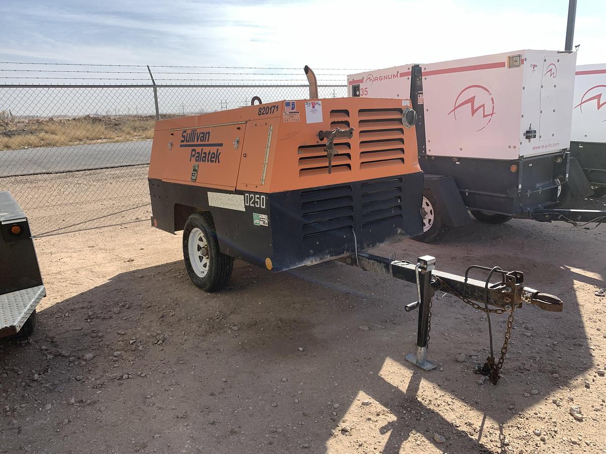 Used Sullivan Palatek DF250PJD S/A BUMPER PULL 250 CFM AIR COMPRESSOR