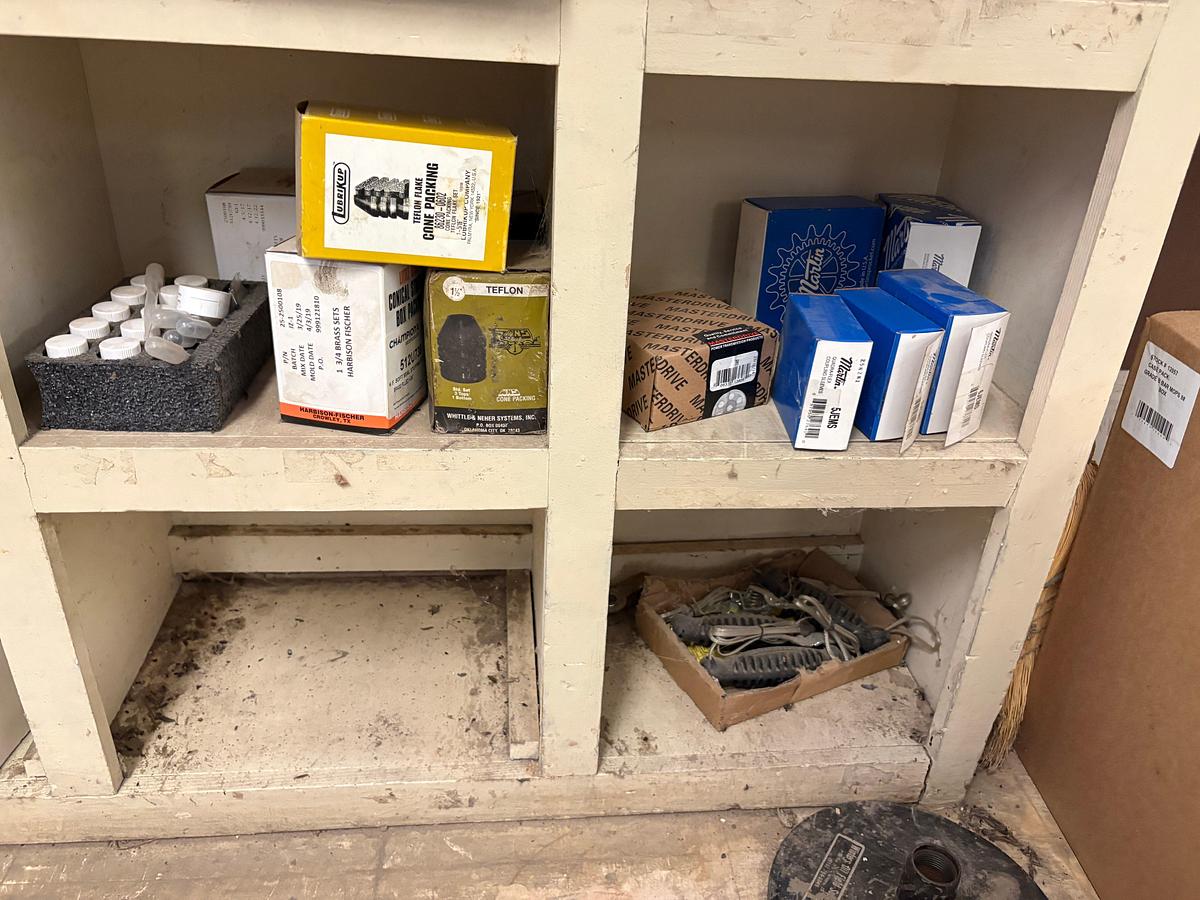 Used 18-bin shelf w/ contents