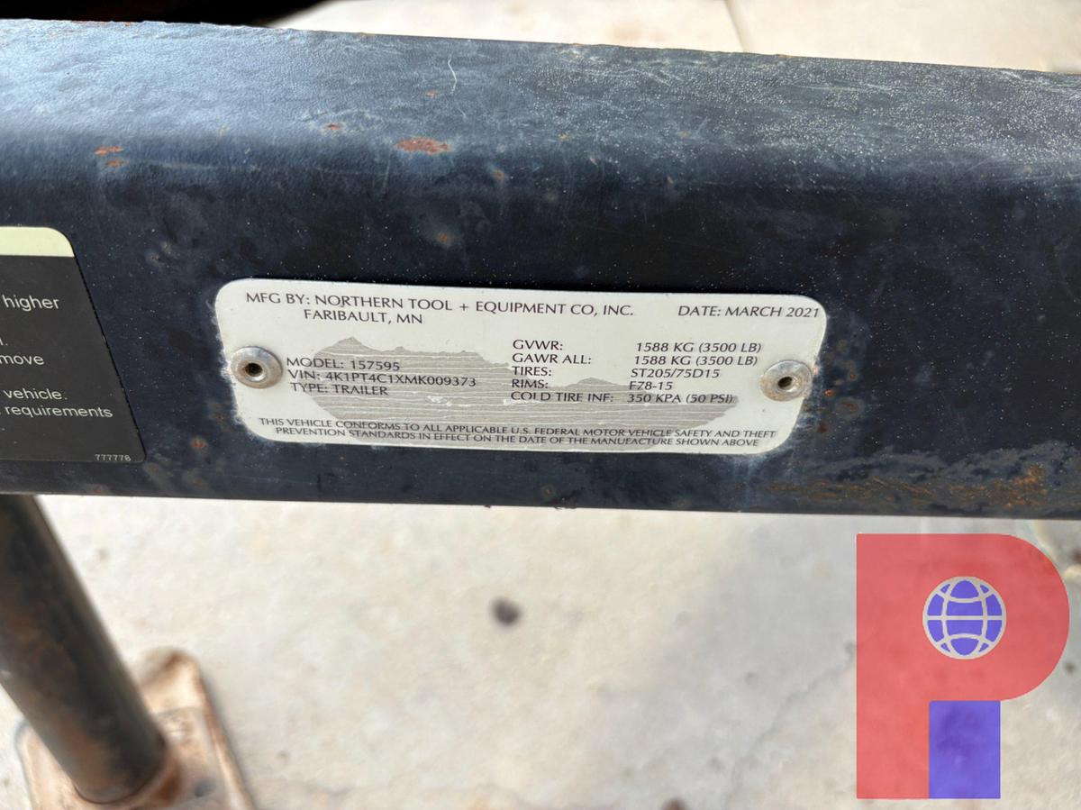 Used 2021 NORTHERN TOOL 7’ X 4.5’ S/A BUMPER PULL PRESSURE WASHER TRAILER