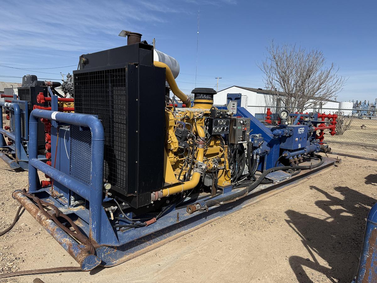 Used 2018 KERR T60 10K WP TRIPLEX WELL SERVICE PUMP P/B CATERPILLAR C18 630-HP, SKIDDED