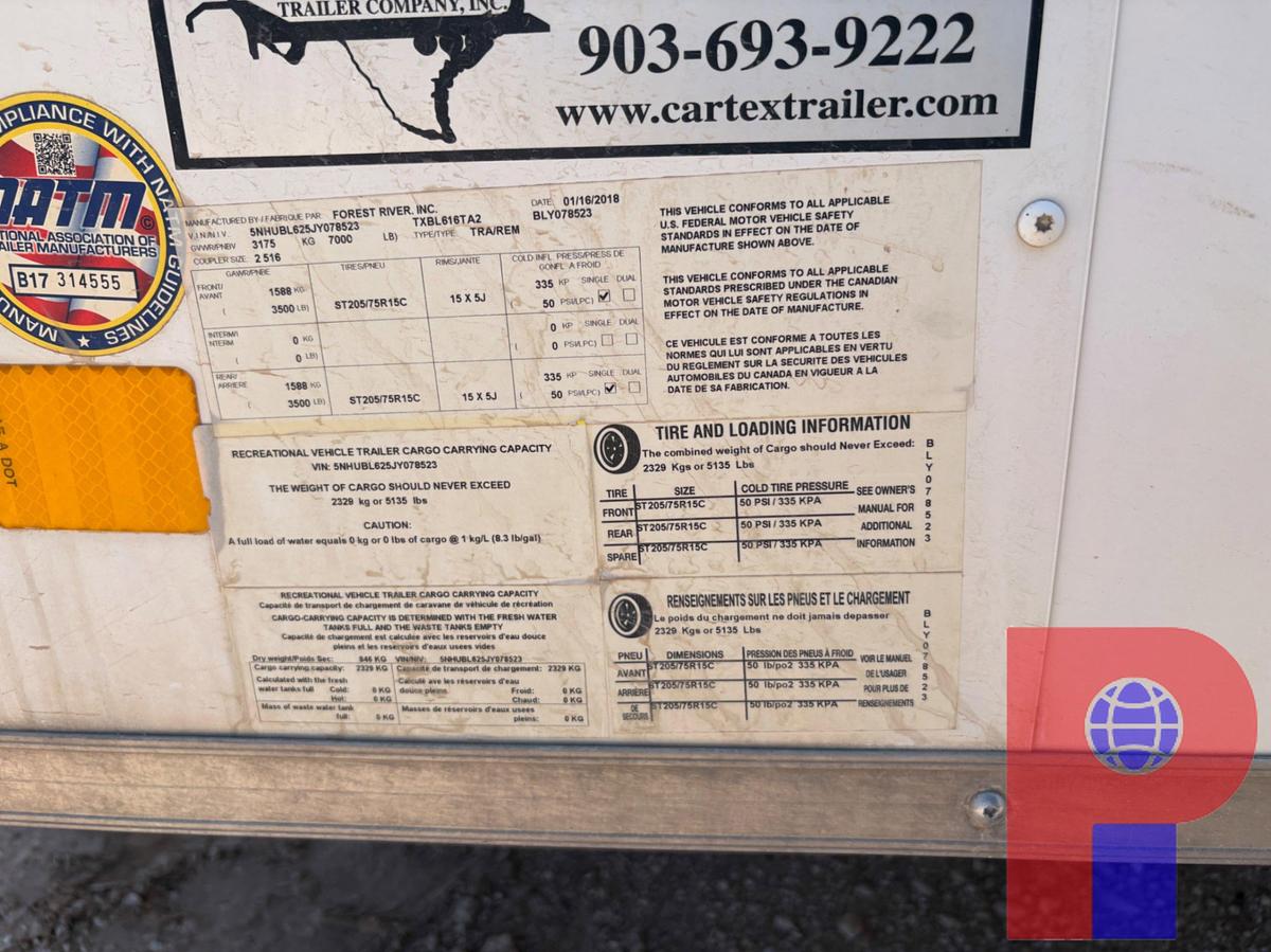 Used 2018 FOREST RIVER 16’ X 6’ T/A BUMPER PULL ENCLOSED TRAILER