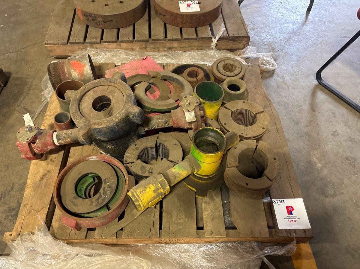 Used Pallet of assorted c22 casing slip dies & Huber Hercules tubing head