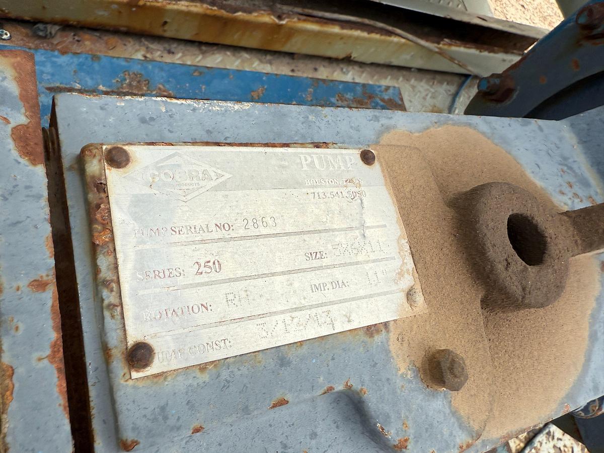 Used CONTINENTAL EMSCO FB-1600 5K WP TRIPLEX MUD PUMP W/ AC ELECTRIC MOTOR &  MIXING TANK SKIDDED