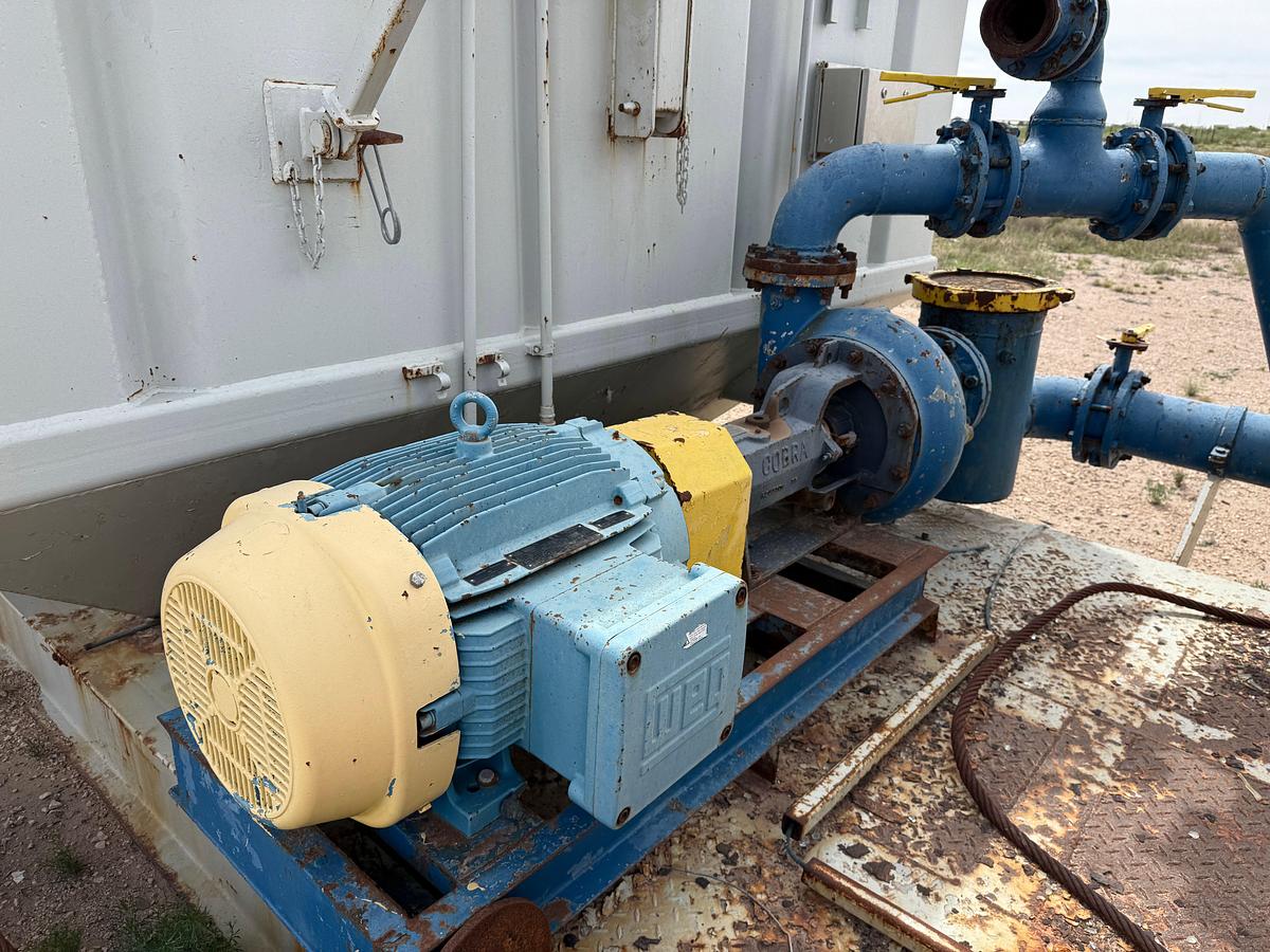Used CONTINENTAL EMSCO FB-1600 5K WP TRIPLEX MUD PUMP W/ AC ELECTRIC MOTOR &  MIXING TANK SKIDDED