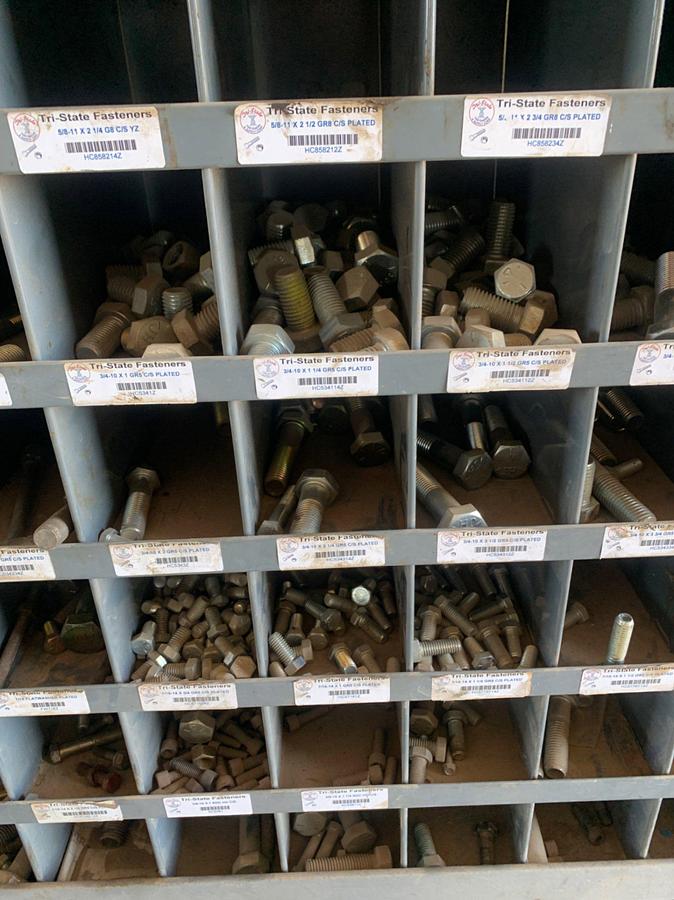 Used (2) 9 x 8 Row Bolt Bins and (1) 8 x 5 Row Bins and all it’s Contents