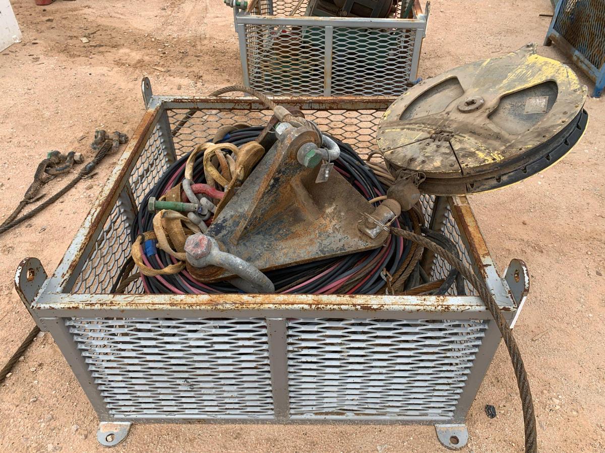 Used 4’ x 4’ x 2’ Metal Transport Bins W/ 26” Wireline Sheaves and Hydraulic Hoses