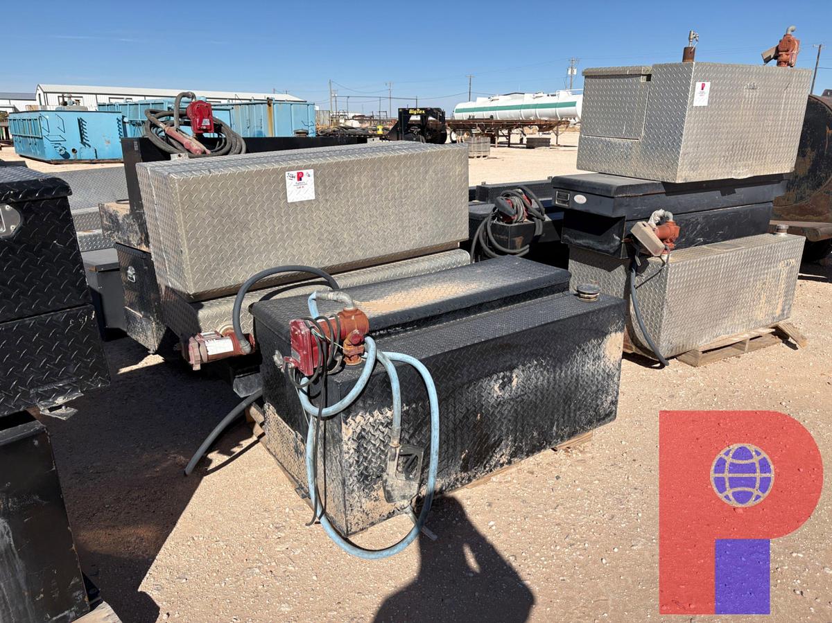 Used (7) ASSORTED TRUCK TOOLBOXES & L-SHAPED FUEL TANKS, & (1) CABINET