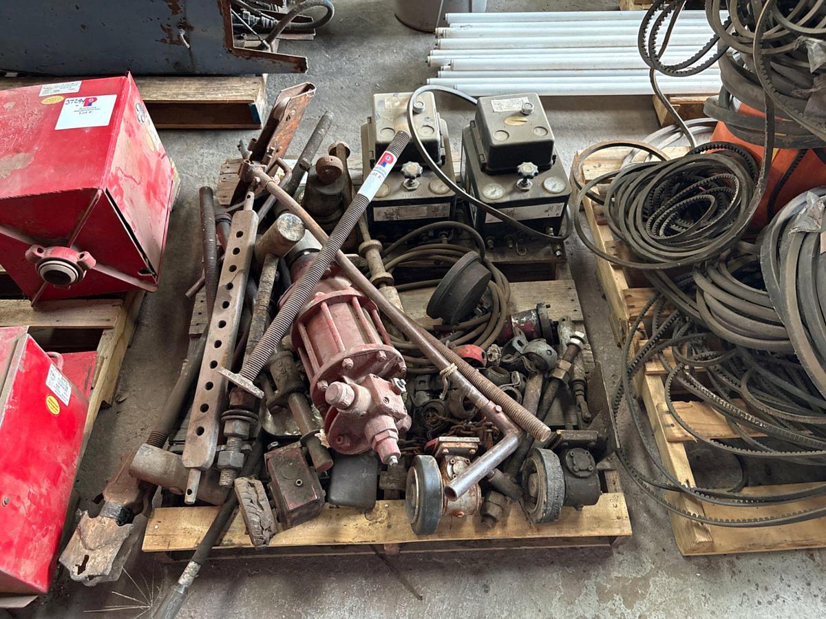 Used Pallet w/ (2) red’s satellite control boxes, pneumatic charge pump, etc..
