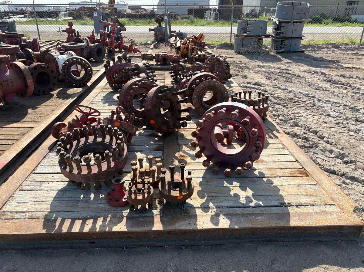 Used Assorted DSAs, gate valves, & contents of rig matting board