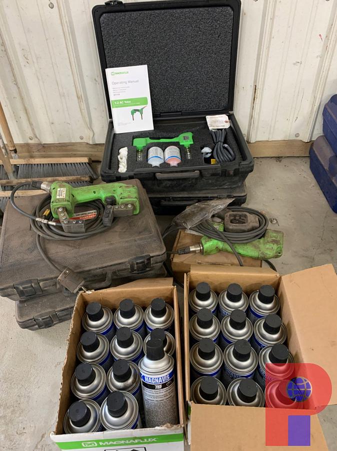 Used (4X$) MAGNAFLUX Y-2 AC YOKE W/ MAGNAVIS MAGNETIC PARTICLE SUSPENSION OIL