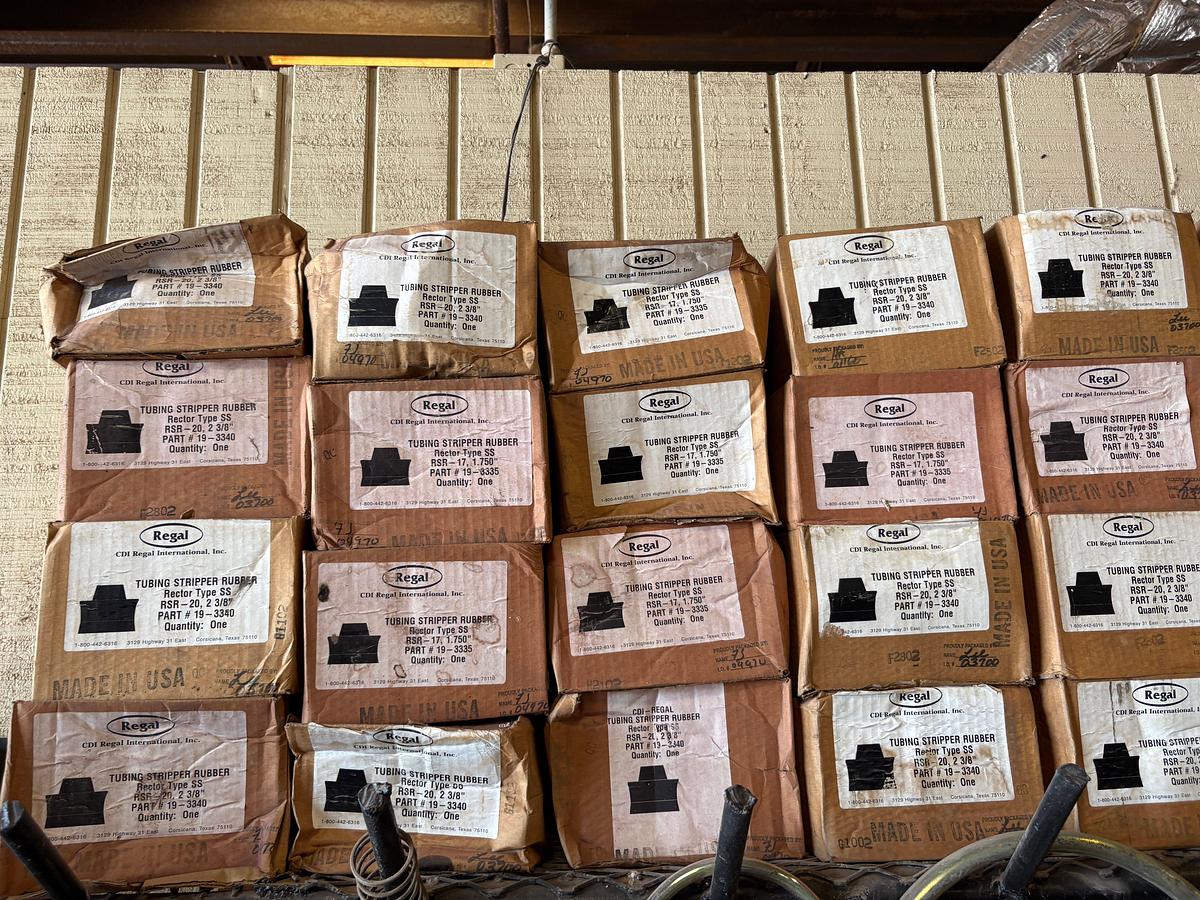 Used Lot of 100+ regal, GUIBERSON, petro, & oil states tubing stripper rubbers, swab cups, & rubber goods