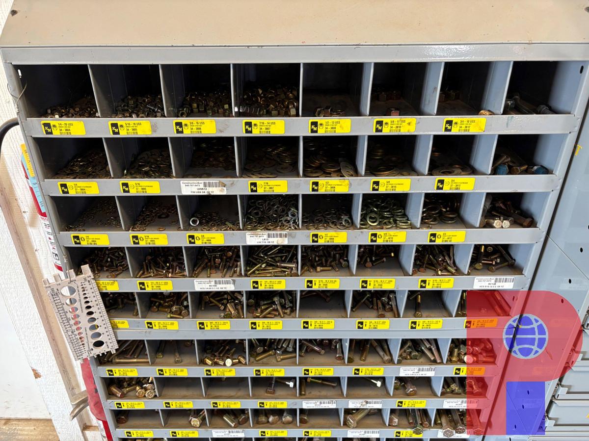 Used (3) KIMBALL MIDWEST BOLT BINS W/ CONTENTS