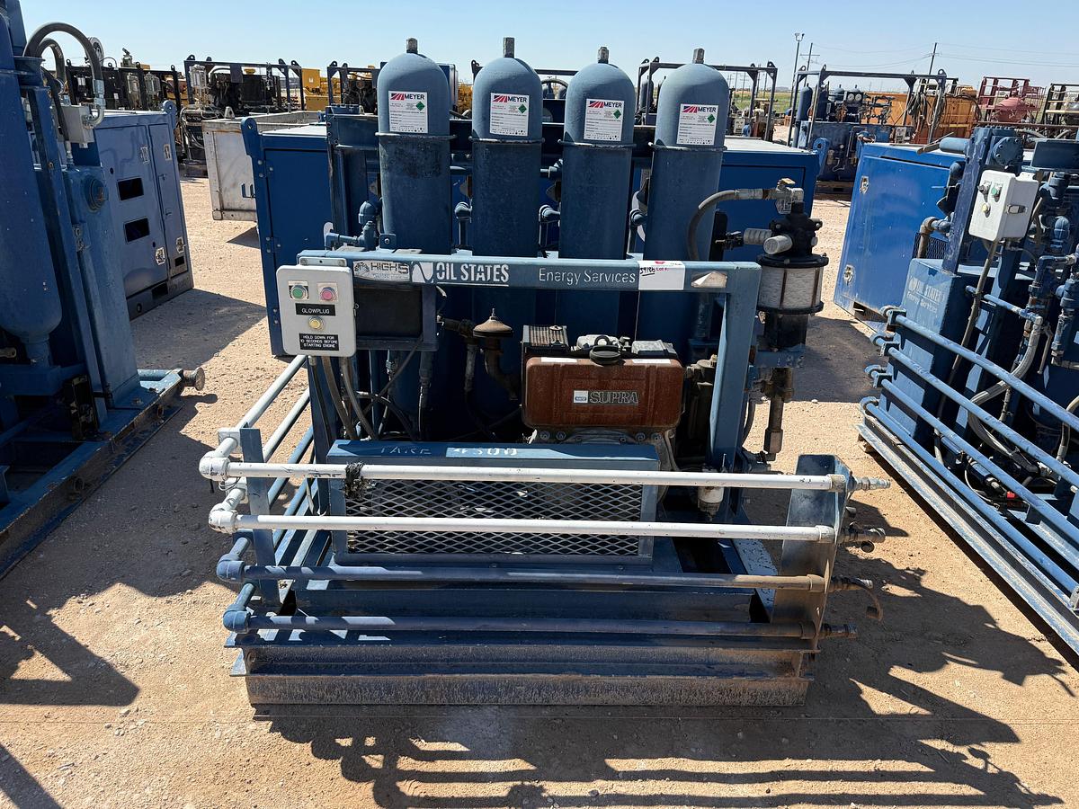Used MEYERS 4-STATION 4-BOTTLE DIESEL POWERED ACCUMULATOR CLOSING UNIT, SKIDDED
