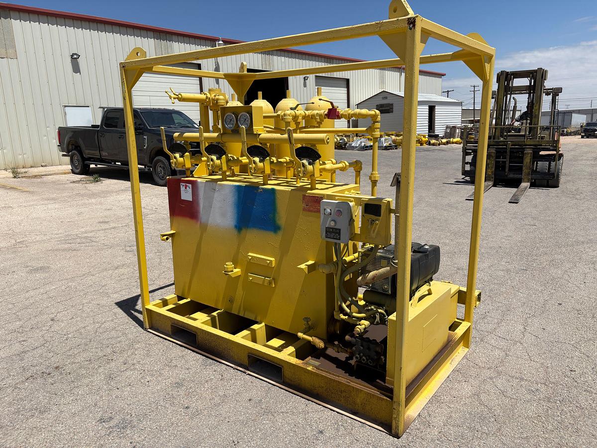 Used Meyer 4-station closing unit, skidded