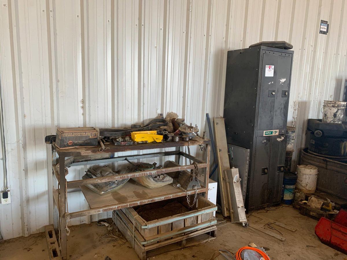 Used 5’ x 2’ x 3’ Shop Table w/ All its contents and 4 Door Locker
