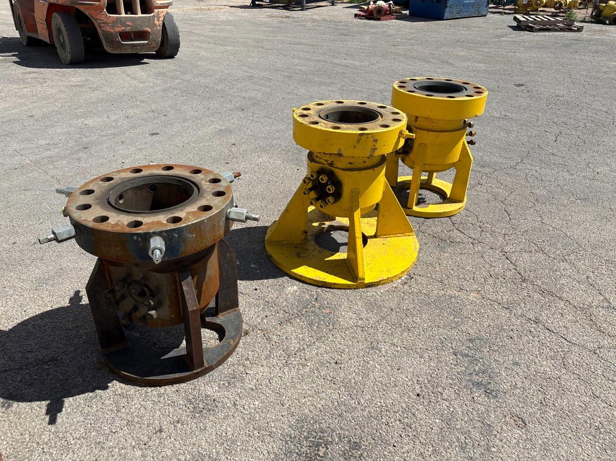 Used (3x$) (3) 11” 5M x 10-3/4” casing heads w/ baseplates