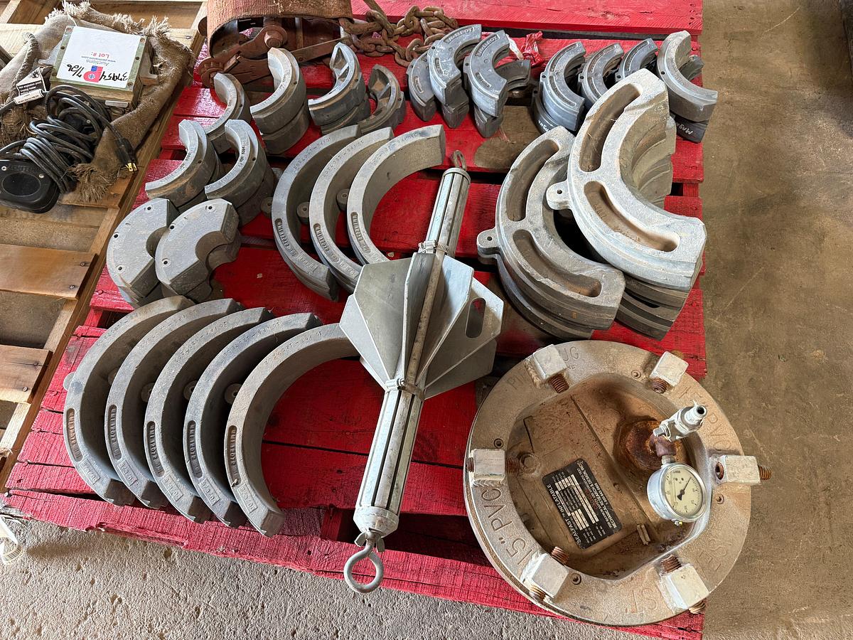 Used (2) PALLETS W/ MCELROY FUSION MACHINE ADAPTERS, COUPLERS, 15” PVC INFLATABLE PIPE PLUG, (2) HEATING ELEMENTS