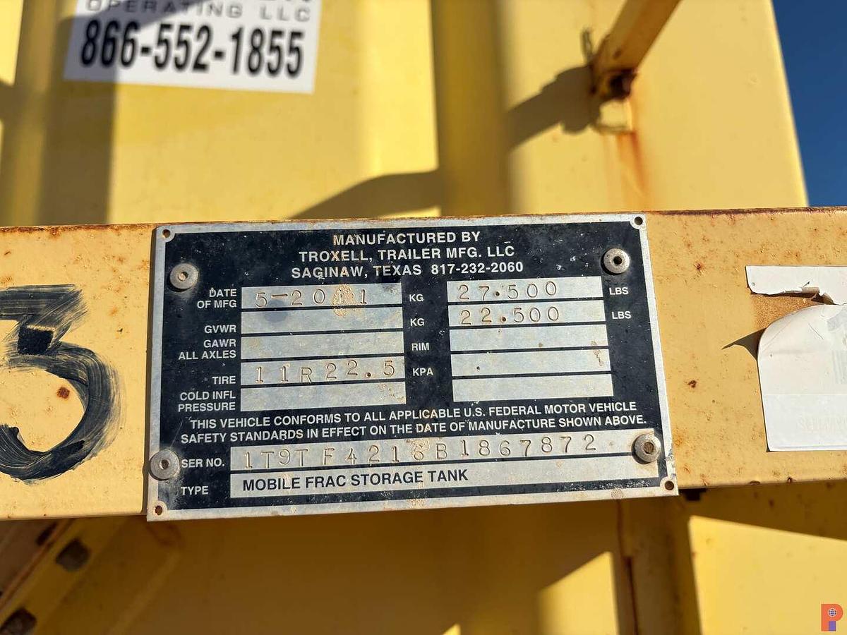 Used 2011 TROXELL 42’ X 8’ X 9.5’ 500BBL S/A FRAC TANK