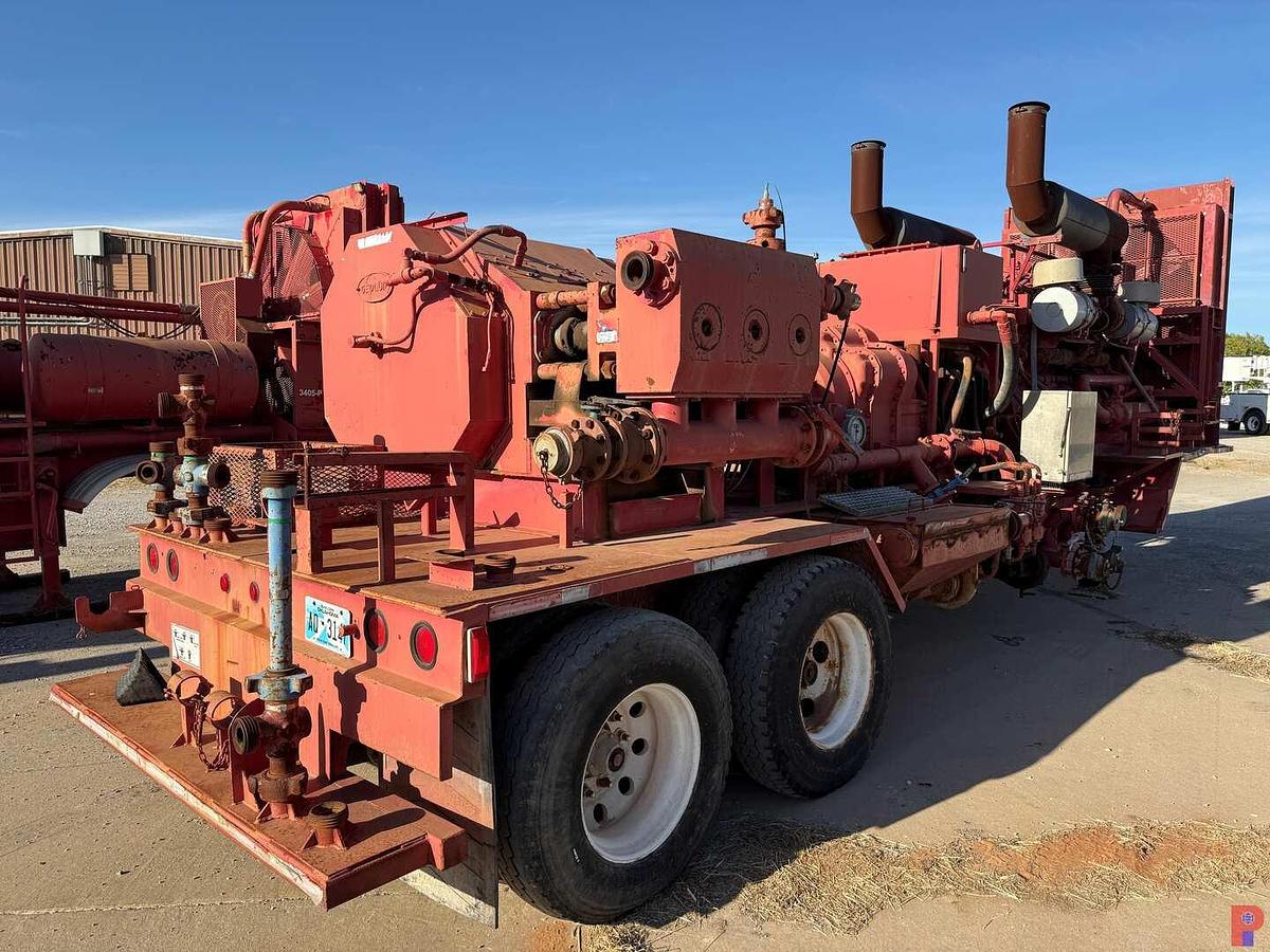 Used GEOQUIP 2,000 HP TRIPLEX FRAC PUMP P/B DETROIT 16V149TTIA ON T/A TRAILER