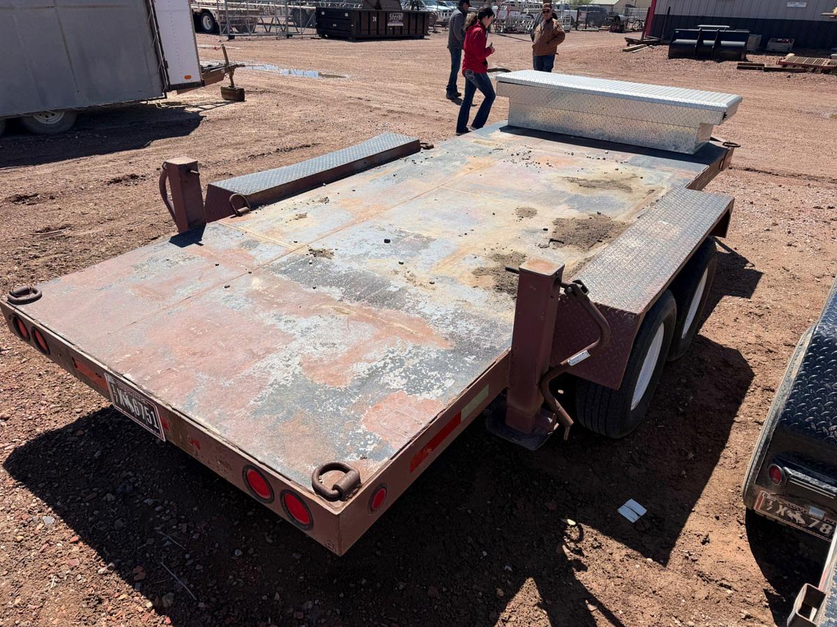 Used 2006 Shopbuilt 15’ t/a steel deck utility trailer