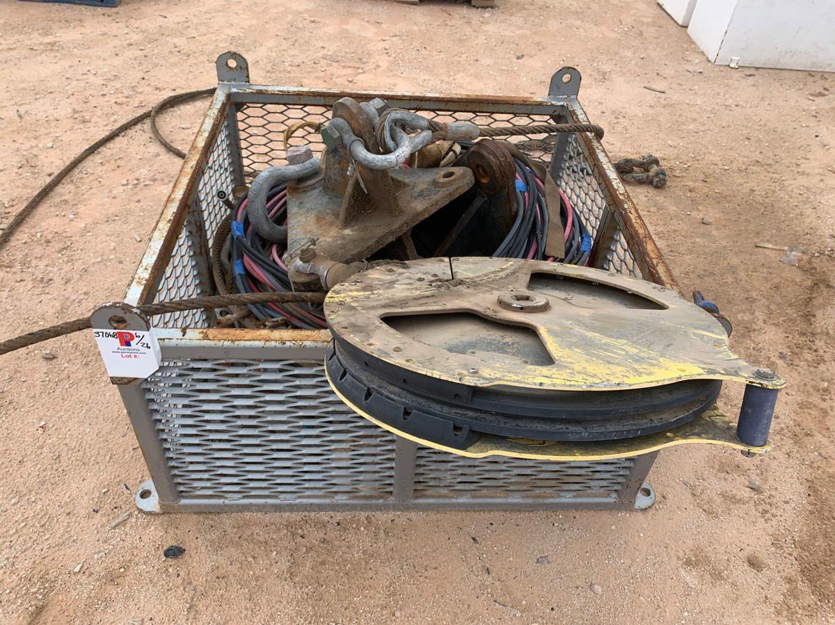 Used 4’ x 4’ x 2’ Metal Transport Bins W/ 26” Wireline Sheaves and Hydraulic Hoses